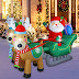 Christmas Inflatable Santa Claus on Sleigh Pulled by Two Reindeers with Gift Boxes and LED Lights for Christmas Outdoor Decorations