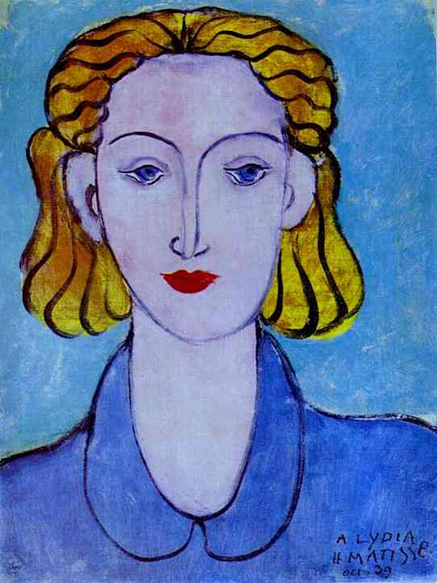 An expressionist painting of a young woman with blonde hair