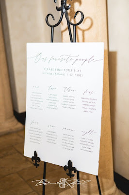 seating chart on black easel