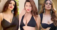 indian tv actress black saree cleavage busty