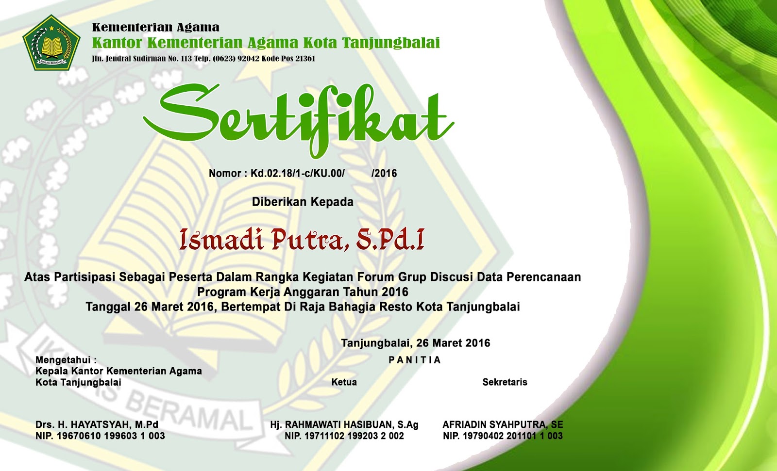 CD Desain Sertifikat Format PSD  PUTRA MEDIA