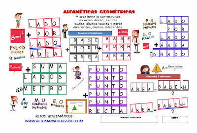 Alfamética, Criptoaritmética, Criptosuma, Juego de palabras, Desafíos matemáticos, Retos matemáticos, Problemas matemáticos, Problemas de lógica,