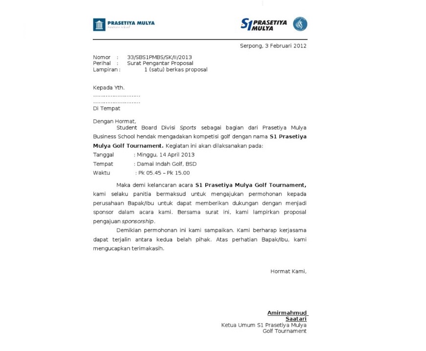 Contoh Surat Pengantar Sponsorship Yang Baik dan Benar 