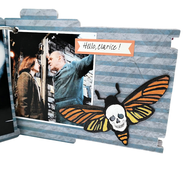 Silence of the Lambs favorite movie mini album page with chipboard death head hawk moth.