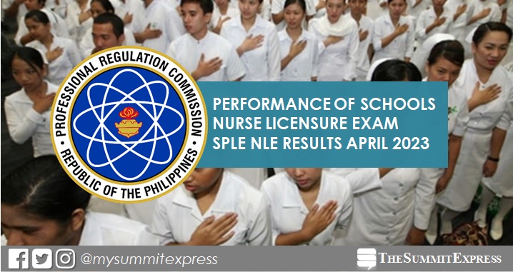 PERFORMANCE OF SCHOOLS: April 2023 SPLE NLE nursing board exam results