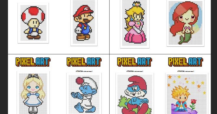 " les meilleurs fiches de dessin " 28 Pixel Art imprimable ...