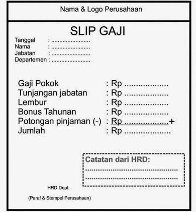 Contoh Slip Gaji Bulanan Karyawan Swasta  Terbaru 2017