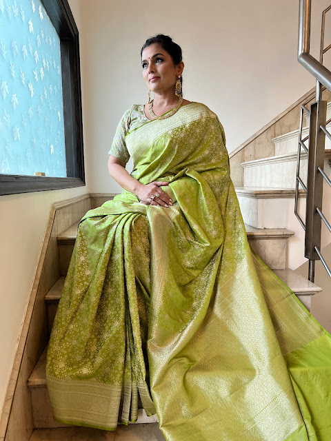 Mushroo silk tanchoi weave saree