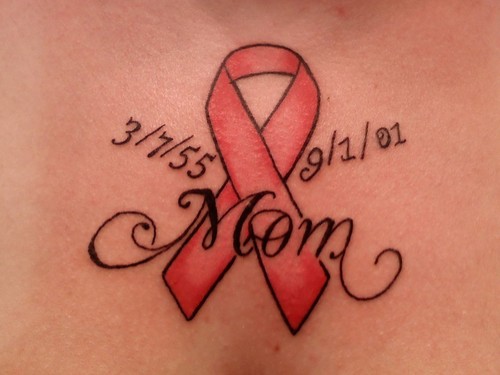 Warped Tour: Pink Ribbon tattoo in honor of his mother who is a Breast