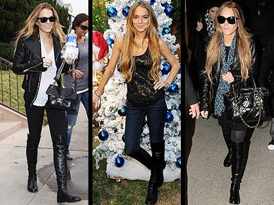 lindsay lohan skinny again. Lindsay Lohan black boots