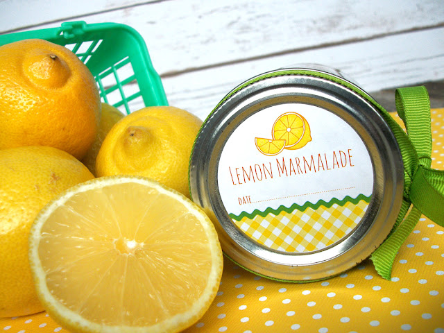 Gingham Lemon Canning Jar Labels