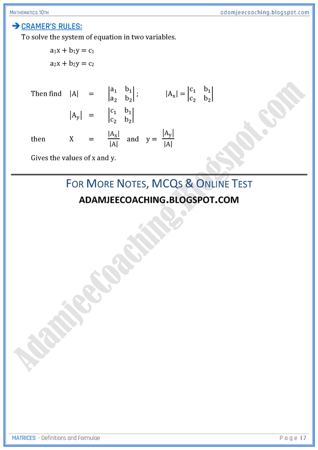 matrices-definitions-and-formulae-mathematics-10th