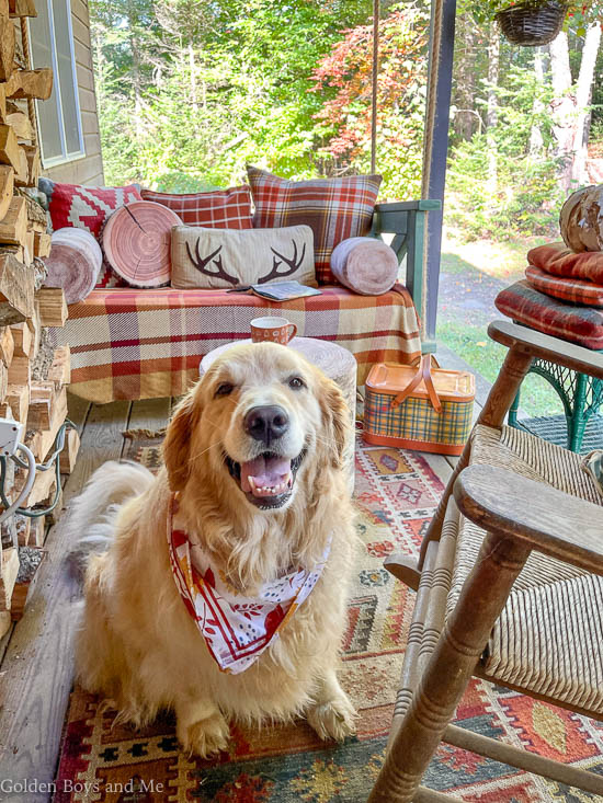 Fall front porch at cabin in the Adirondacks www.goldenboysandme.com