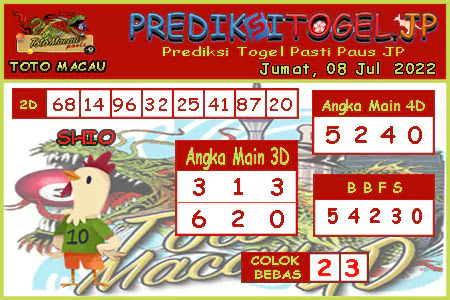 Prediksi Toto Macau JP Jumat 08 Juli 2022