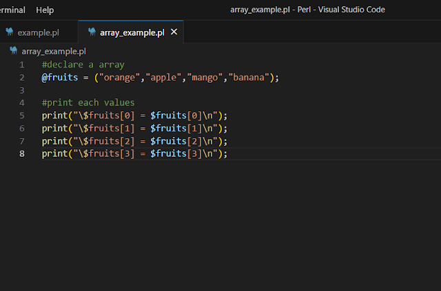 Example for array in Perl