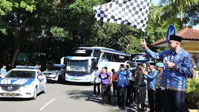 Bupati Tangerang Melepas Rombongan Bus Mudik Gratis Untuk Masyarakat ke Empat Provinsi 