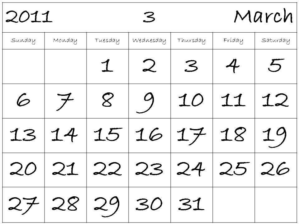 calendar for 2011 march. Free Calendar March 2011