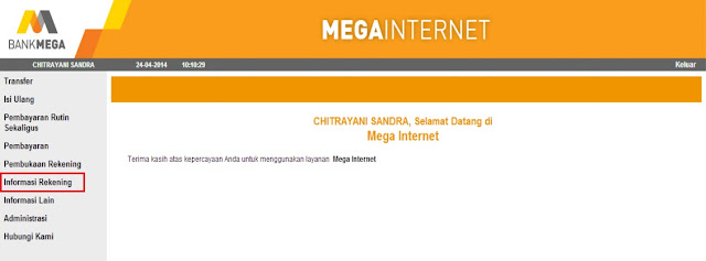 CARA CEK SALDO DAN MUTASI REKENING BANK MEGA LEWAT ...