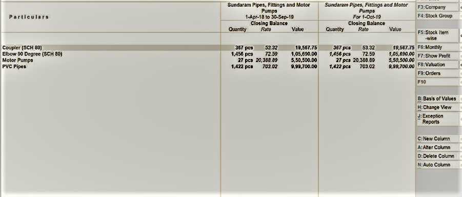 stock summary in tally