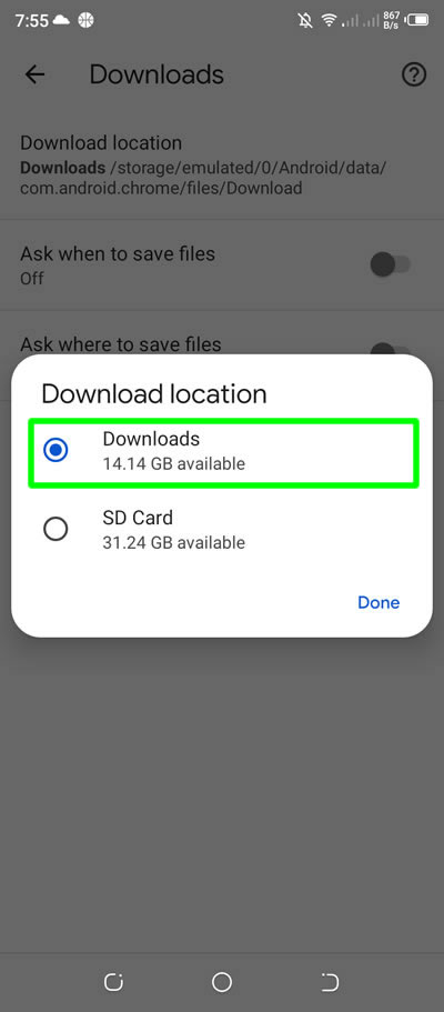 chrome-app-current-folder-download-location