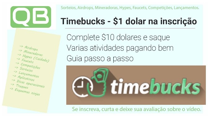 CanalQb - Pesquisa - TimeBucks - Ganhe $1 no cadastro