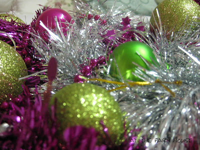 These gorgeous hot pink and lime green decorations are on the tree in my