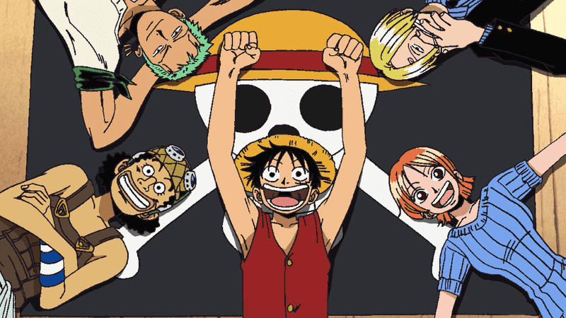 The initial crew members of Straw Hat Pirates