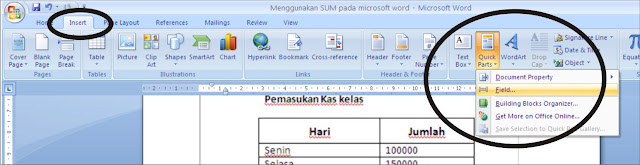 Sum pada ms.word 