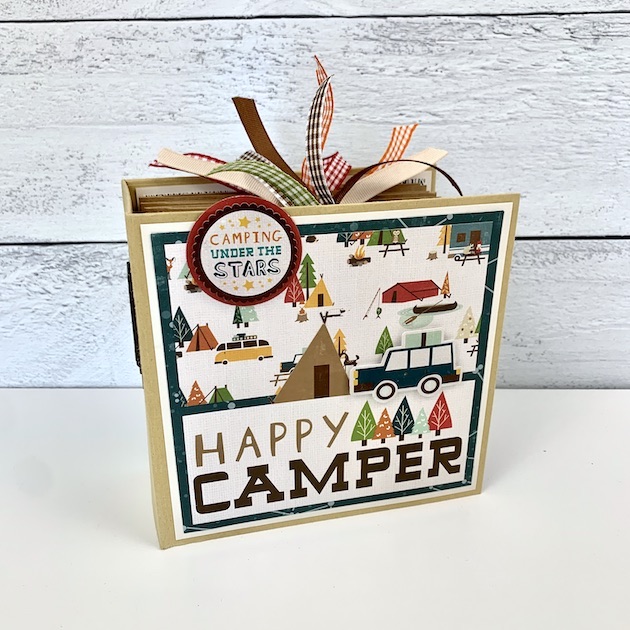 happy camper scrapbook album for photos of camping, hiking, and outdoor adventures