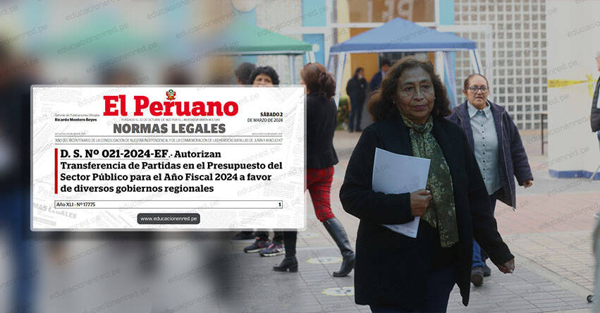 YA ES OFICIAL: Transfieren más de S/ 65 millones a 23 gobiernos regionales para crear plazas docentes (D. S. Nº 021-2024-EF)