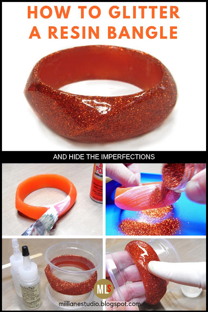 Step by step how to glitter a resin bangle.