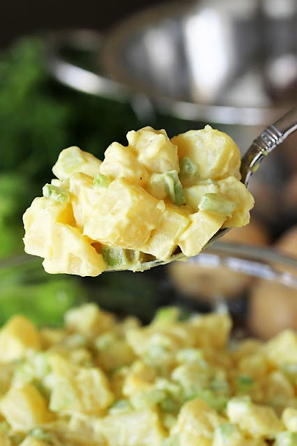 Serving Spoon of Ma's Classic Potato Salad Image