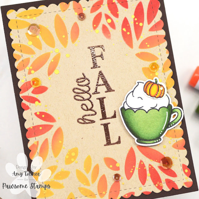 Coffee Besties Stamp and Die Set, Coffee Llama Stamp and Die Set, Fall Sign Stamp Set, Falling Leaves Spotlight Stencil, Autumn Breeze Sequin Mix by Pawsome Stamps #pawsomestamps #handmade