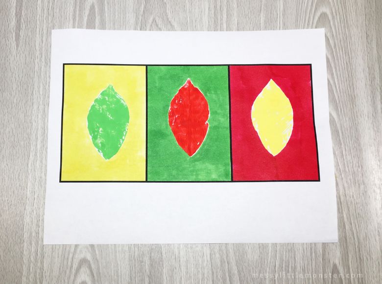 Leaf printing pop art project - fun art ideas for kids!