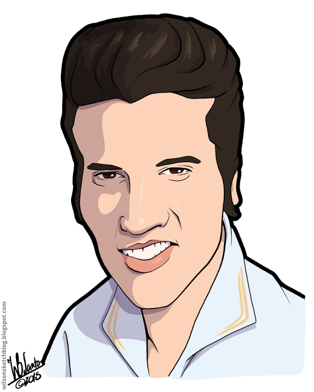 Cartoon Caricature of Elvis Presley.