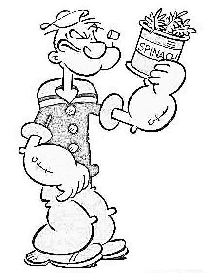 Popeye raising spinach Coloring Page