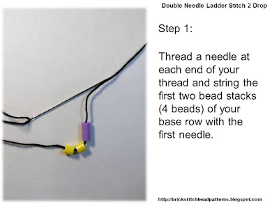 Click the image to view the double needle ladder stitch beading tutorial image larger.