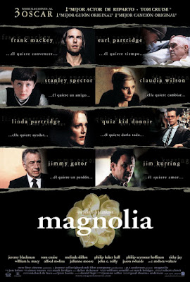 A movie poster for the movie 'Magnolia' containing the various characters in their roles.