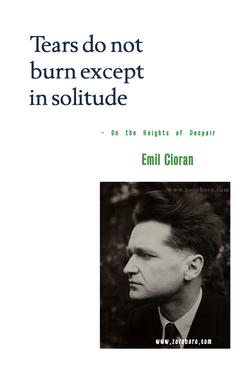 Emil Cioran Quotes, Emil Cioran Philosophy, Emil Cioran Books Quotes, Emil Cioran The Trouble with Being Born (book), On the Heights of Despair Quotes.