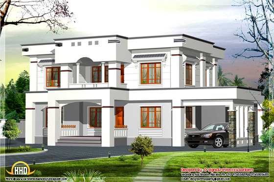 2400 square feet stylish flat roof 4 bedroom house design