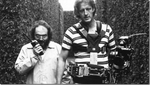 Regisseur Stanley Kubrick en steadicamoperator Garrett Brown