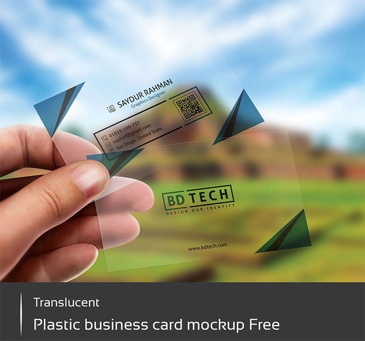 Translucent Plastic Business Card Mockup