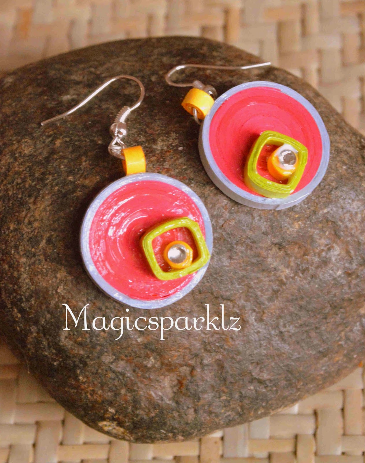 Quilled pink colour earrings