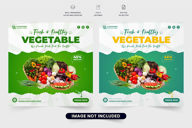 Fresh vegetable social media post vector free download