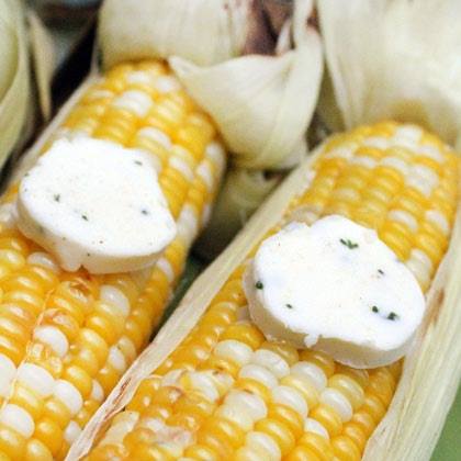 Grilled Corn with Garlic Chive Butter