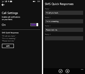 How to edit or custom text reply on the Microsoft Band 