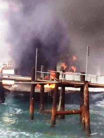 Raja ferry on fire at Lipa Noi