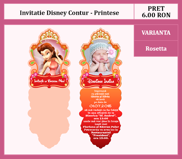 invitatii botez contur Printese