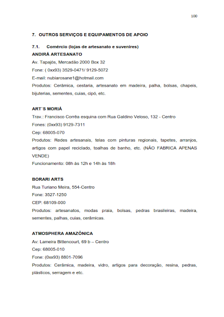 INVENTÁRIO DA OFERTA E INFRA ESTRUTURA TURÍSTICA DE SANTARÉM – PARÁ – AMAZÔNIA – BRASIL - 2010 / ANO BASE 2010