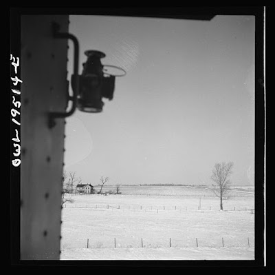 "Toluca (vicinity), Illinois. Farm landscape along the Atchison, Topeka and Santa Fe Railroad between Chicago and Chillicothe, Illinois" Credit: Library of Congress.